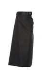 Prada Belted Gabardine Midi Skirt In Black