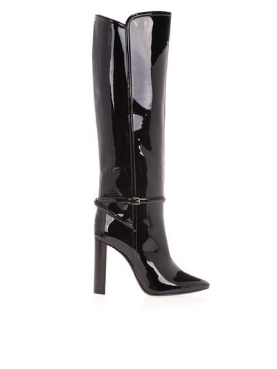 Saint Laurent 76 Boots In Patent Leather In Black