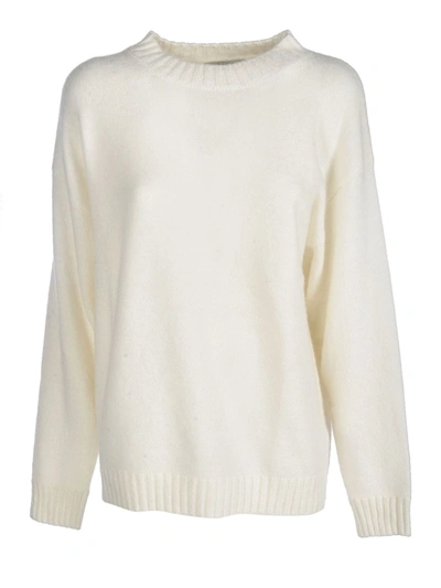 Laneus Cashmere And Silk Pullover In Ivory Color In White