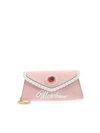 MOSCHINO FROSTING EFFECT CLUTCH BAG IN PINK