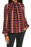 STINE GOYA EDDY PLAID BALLOON SLEEVE BLOUSE,SG3247