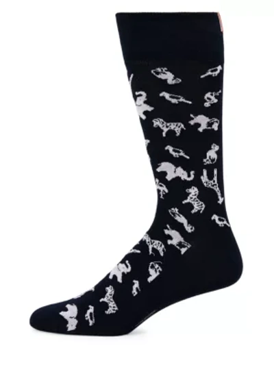 Thom Browne Half Drop Animal Icon Intarsia Mid-calf Socks