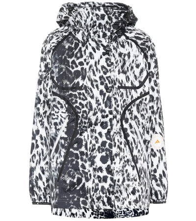 Adidas By Stella Mccartney Truepace Leopard-print Running Jacket In Black