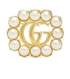 GUCCI DOUBLE G EMBELLISHED BROOCH,P00487168