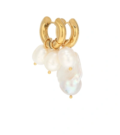Timeless Pearly 24kt Gold-plated Hoop Earrings With Pearls