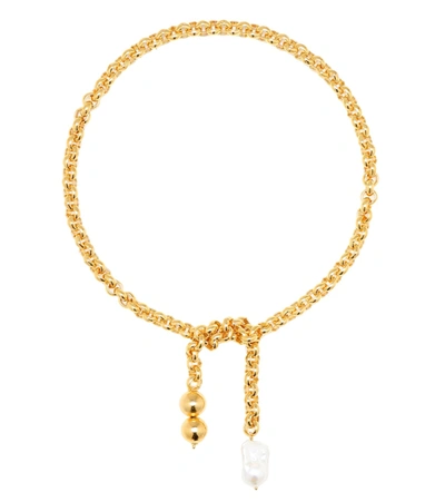 Timeless Pearly 珍珠装饰24k镀金链式项链 In Gold