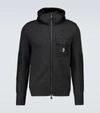 Moncler Tricot Wool And Nylon Zipped Sweater In Dark Grey