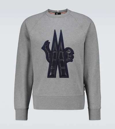 Moncler Logo Patch Crew Neck Sweatshirt In Grey
