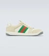 GUCCI SCREENER NYLON AND LEATHER SNEAKERS,P00491539