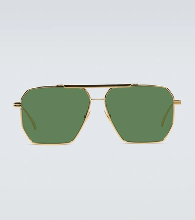 Bottega Veneta Metal-frame Sunglasses In Gold