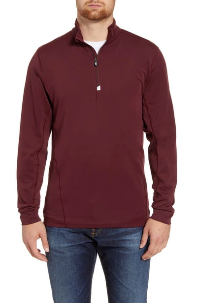 Cutter & Buck Traverse Regular Fit Quarter Zip Pullover In Bordeaux