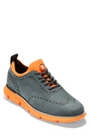 Cole Haan Men's 4.zergrand Wingtip Oxfrord Dress Shoes In Turbulence Nubuck/ Vibr Orange