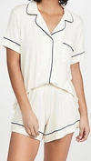 Eberjey Gisele Printed Relaxed Jersey Knit Short Pajamas In Heritage Stripe Light Grey