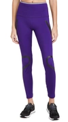 Adidas By Stella Mccartney Truepace Reflective-trimmed Stretch Leggings In Collegiate Purple/black