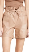 KENDALL + KYLIE VEGAN LEATHER PAPERBAG SHORTS