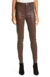 L'agence Marguerite Coated High Waist Skinny Jeans In Cocoa Coated