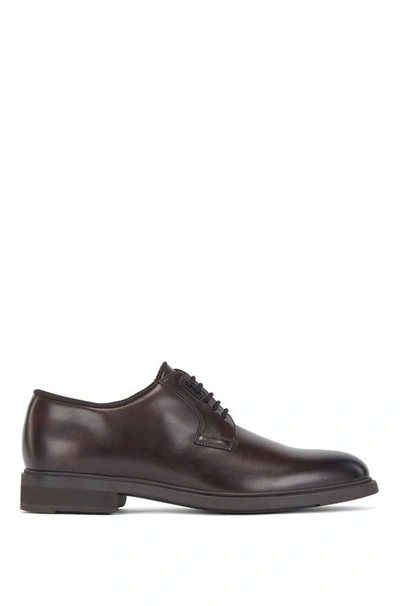 Hugo Boss - Italian Made Leather Derby Shoes With Outlast® Lining - Dark Brown