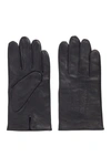 HUGO BOSS HUGO BOSS - LAMB LEATHER GLOVES WITH PIPING AND HARDWARE BADGE - BLACK