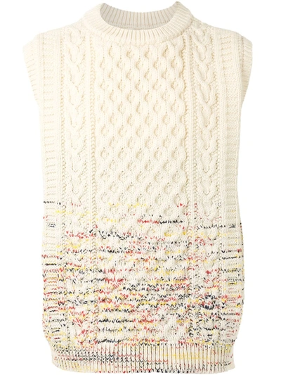 Coohem Gradation Aran Cable-knit Waistcoat In White
