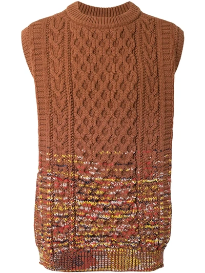 Coohem Gradation Aran Cable-knit Waistcoat In Brown