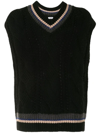 Coohem Cable-knit Sleeveless Vest In Black