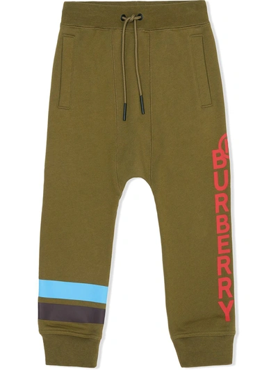 Burberry Kids' Logo-print Track Trousers In Green