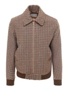 DONDUP HOUNDSTOOTH PATTERNED JACKET IN BROWN