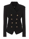 BALMAIN GOLDEN BUTTON WOOL BLAZER IN BLACK