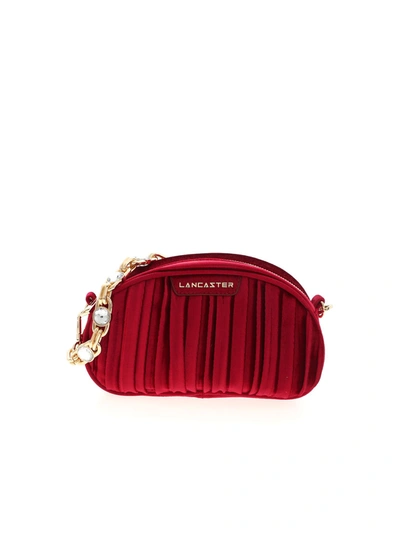 Lancaster Pleated Velvet Shoulder Bag In Burgundy In Red