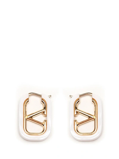 Valentino Garavani Valentino Vlogo Earrings In White