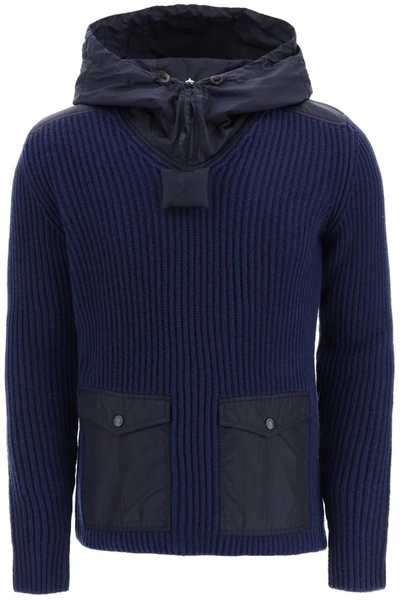 Moncler Men's Blue English Rib-knit Sweater