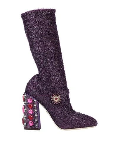 Dolce & Gabbana Knee Boots In Purple