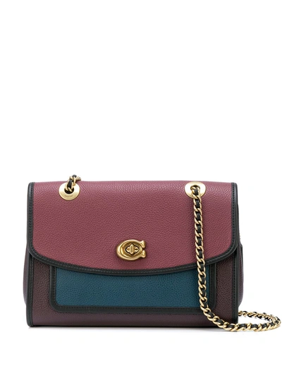 Coach Parker Colour-block Shoulder Bag In Red