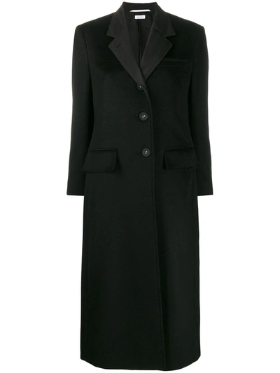 Thom Browne Single-breasted Cashmere Zibeline Coat In Black