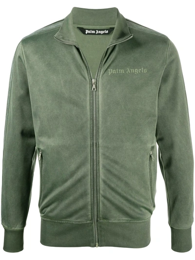 Palm Angels Logo Print Track Jacket In Green