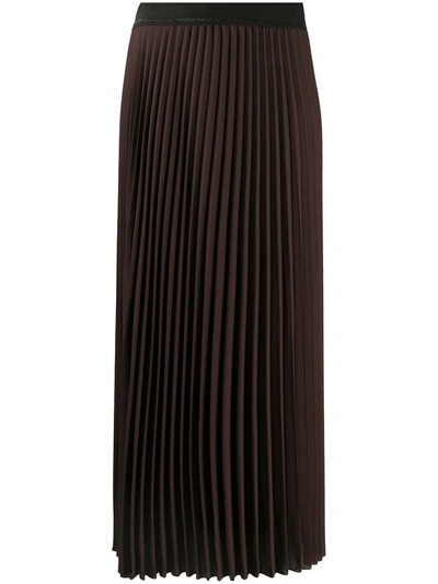 Luisa Cerano Pleated Midi Skirt In Brown