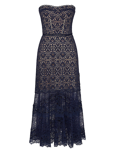 strapless a line midi dress