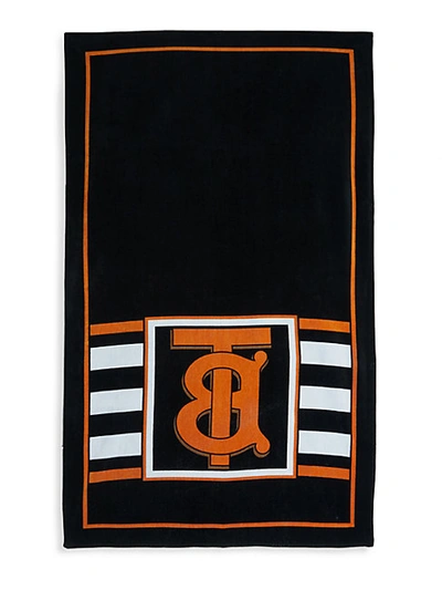 Burberry Tb Monogram Cotton Towel In Black
