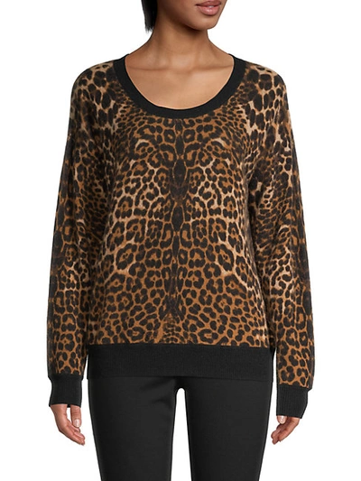 Amicale Women's Leopard-print Cashmere Sweater - Camel Multi - Size S In Camel Mt