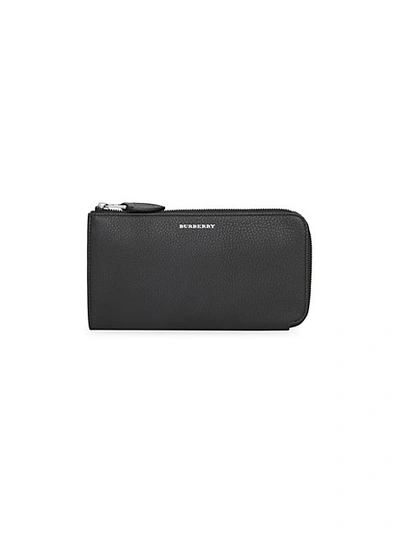 Burberry Abbey Pebbled Leather Zip-around Wallet In Black