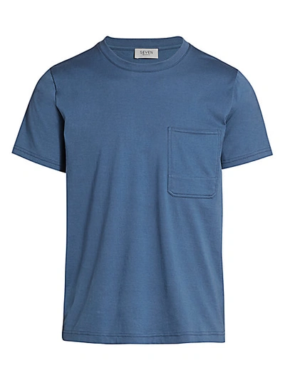 7 For All Mankind Mitered Pocket T-shirt In Blue