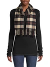 BURBERRY FRINGED PLAID CASHMERE SCARF,0400012834492