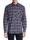 Burberry Canwell Plaid Shirt In Carbon Blue