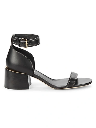 Burberry Attenby Ankle-strap Leather Sandals In Black