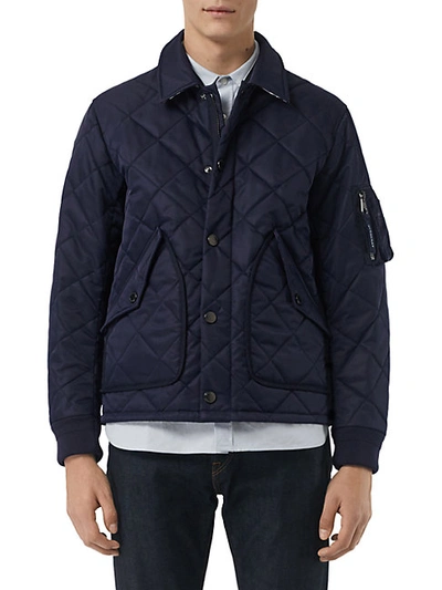 Burberry Quilted Puffer Jacket In Navy