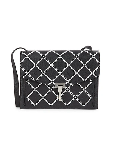 Burberry Chain-print Leather Crossbody Bag In Black