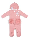NICOLE MILLER BABY GIRL'S 2-PIECE RIBBED COTTON-BLEND FOOTIE & BEANIE SET,0400013128412