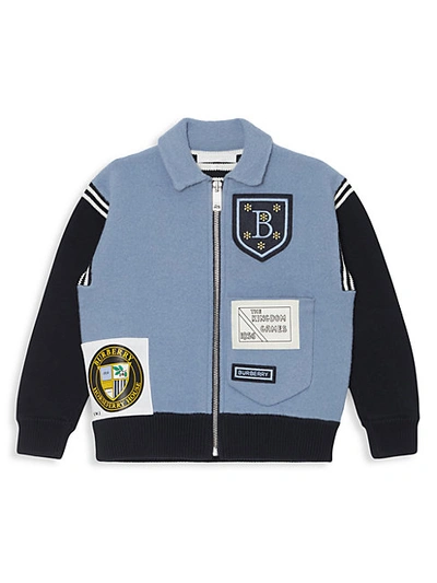 Burberry Kids' Little Boy's & Boy's Merino Wool-blend Willson Jacket In Dusty Blue