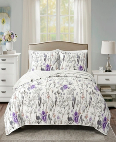 Lush Decor Adalia Reversible 3-piece Full/queen Quilt Set In Purple