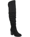 Journee Collection Kaison Womens Faux Suede Wide Calf Thigh-high Boots In Black